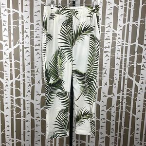 Palm Leaf Print High Waist Cropped Pants 8